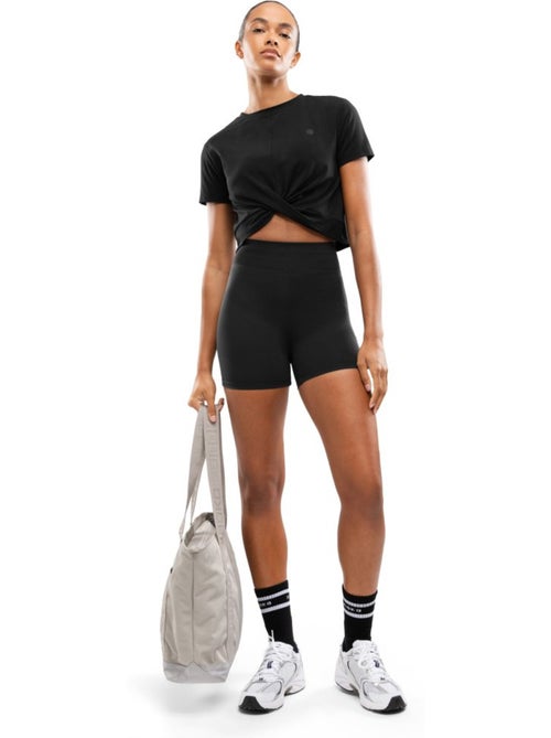 Maglietta sportiva annodata in vita da donna fitness donna space - Kiabi Maglietta sportiva annodata in vita da donna fitness donna space - Kiabi