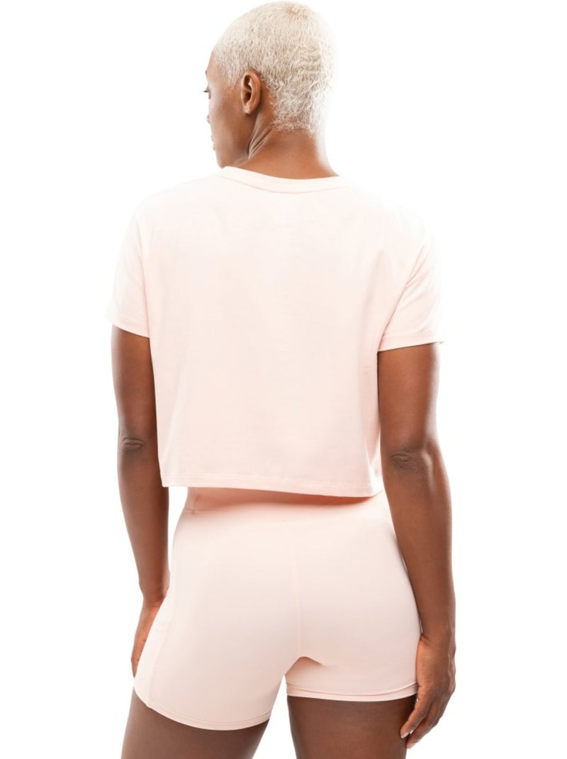 Maglietta sportiva annodata in vita da donna fitness donna space Rosa - Kiabi
