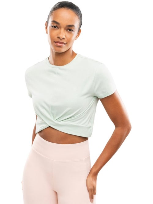 Maglietta sportiva annodata in vita da donna fitness donna space - Kiabi Maglietta sportiva annodata in vita da donna fitness donna space - Kiabi
