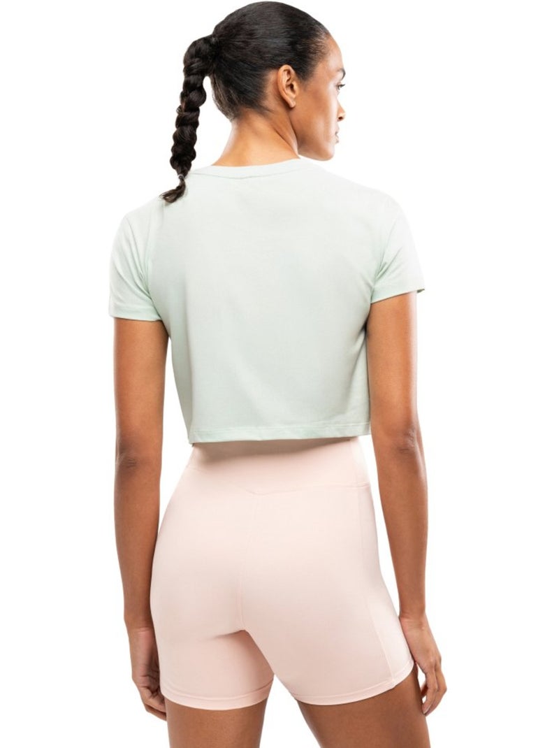 Maglietta sportiva annodata in vita da donna fitness donna space Verde - Kiabi