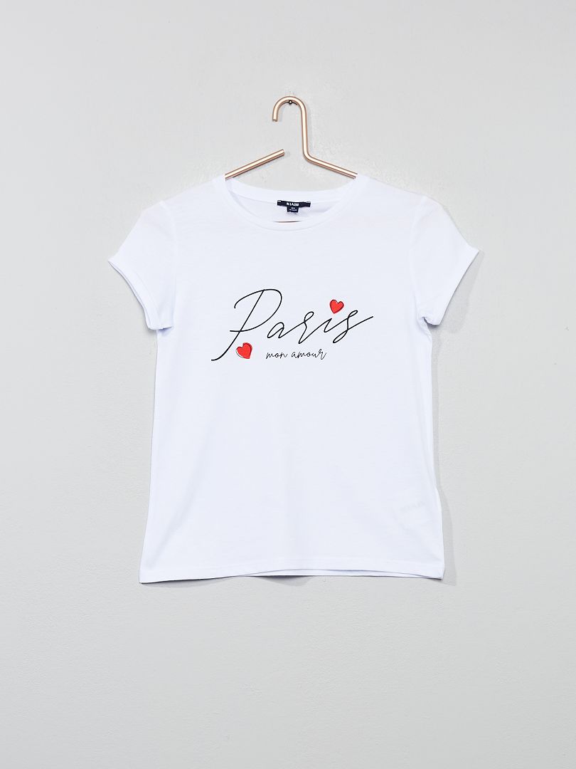 Maglietta stampa 'Paris' ('Parigi') BIANCO - Kiabi