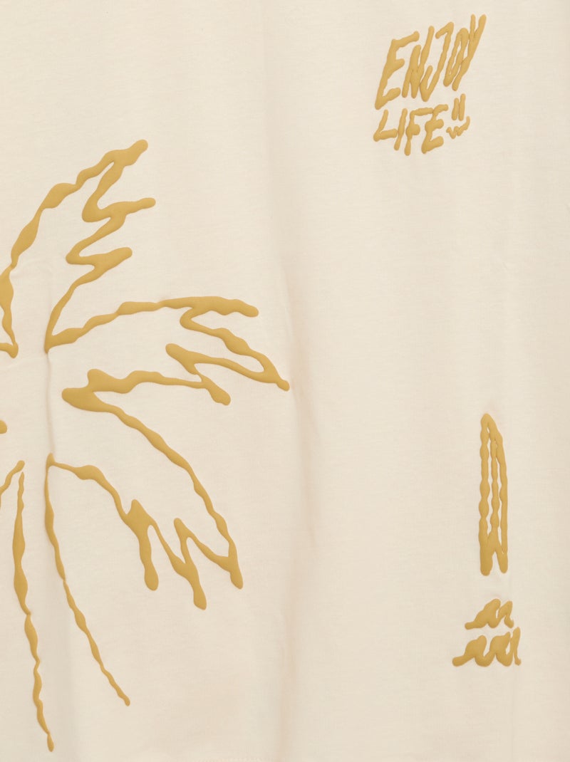Maglietta stampata a maniche corte Beige - Kiabi