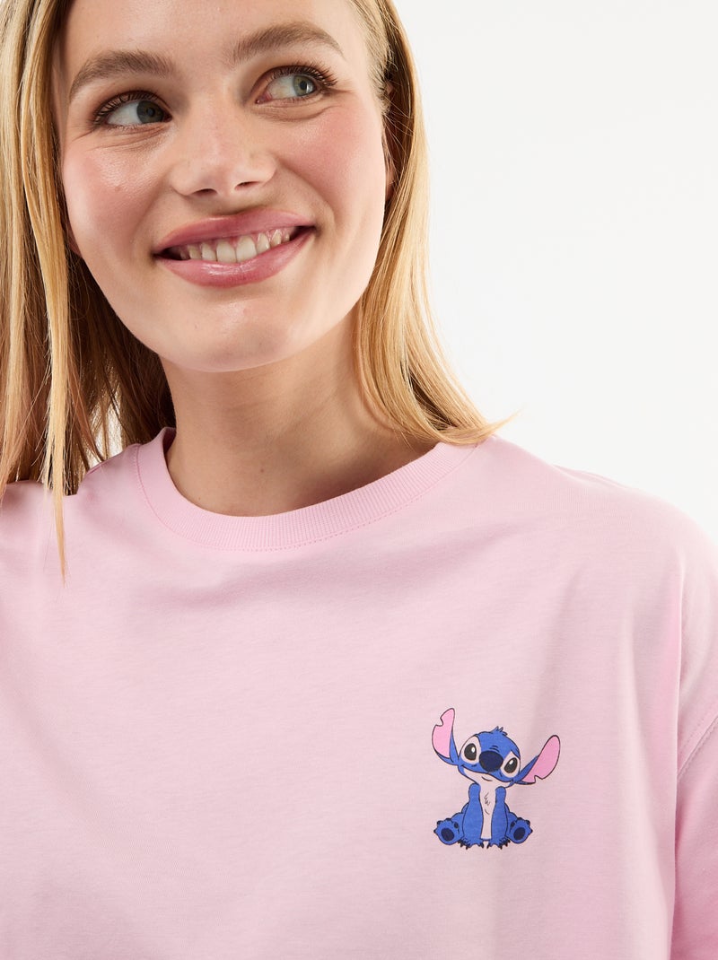 Maglietta stampata 'Stitch' Rosa - Kiabi
