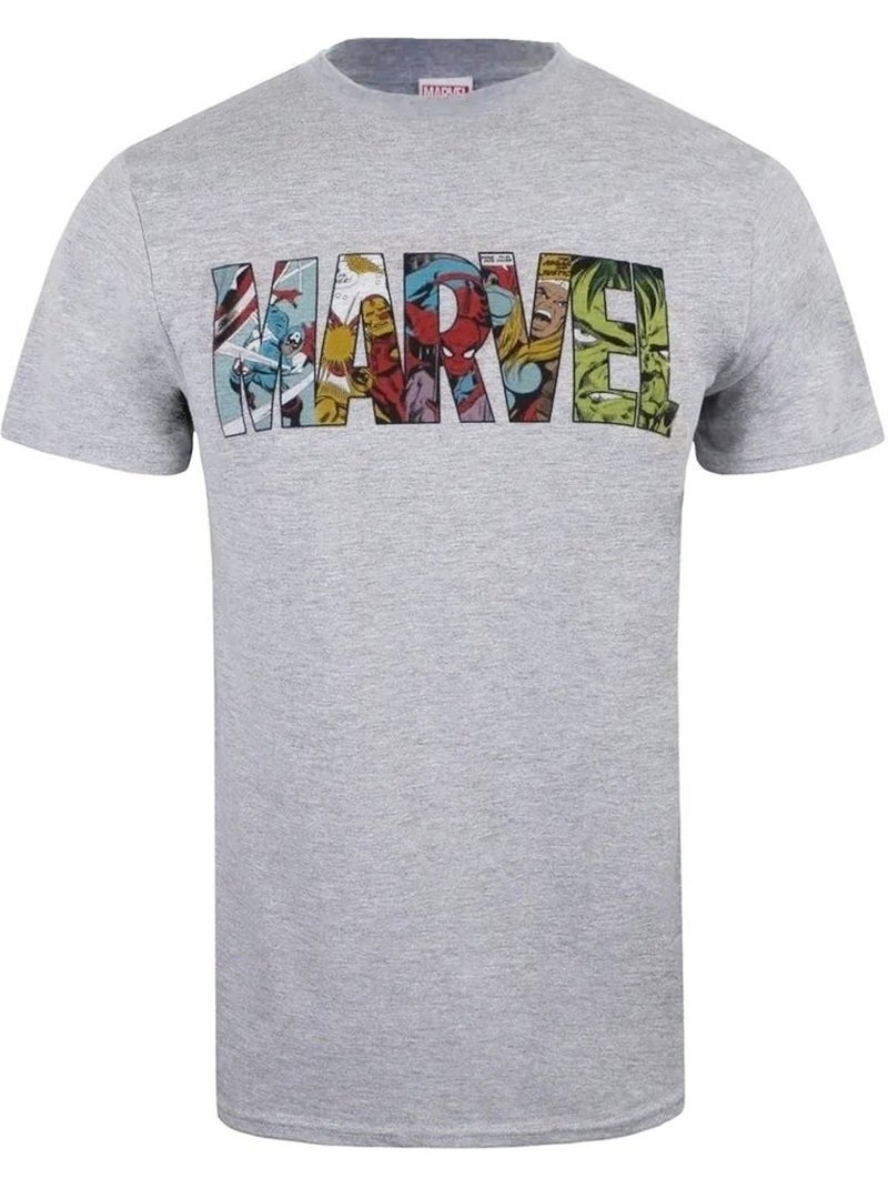 Maglietta striscia a fumetti logo uomo - marvel Grigio melangiato - Kiabi
