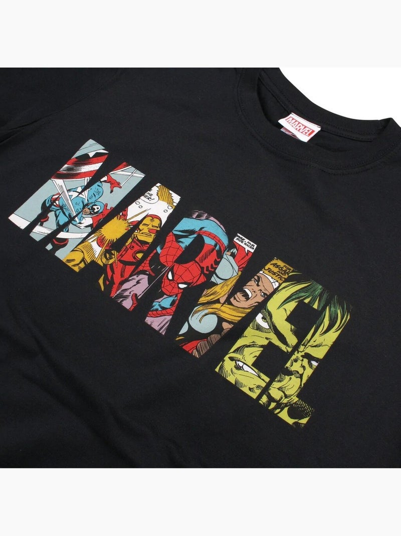Maglietta striscia a fumetti logo uomo - marvel Nero - Kiabi