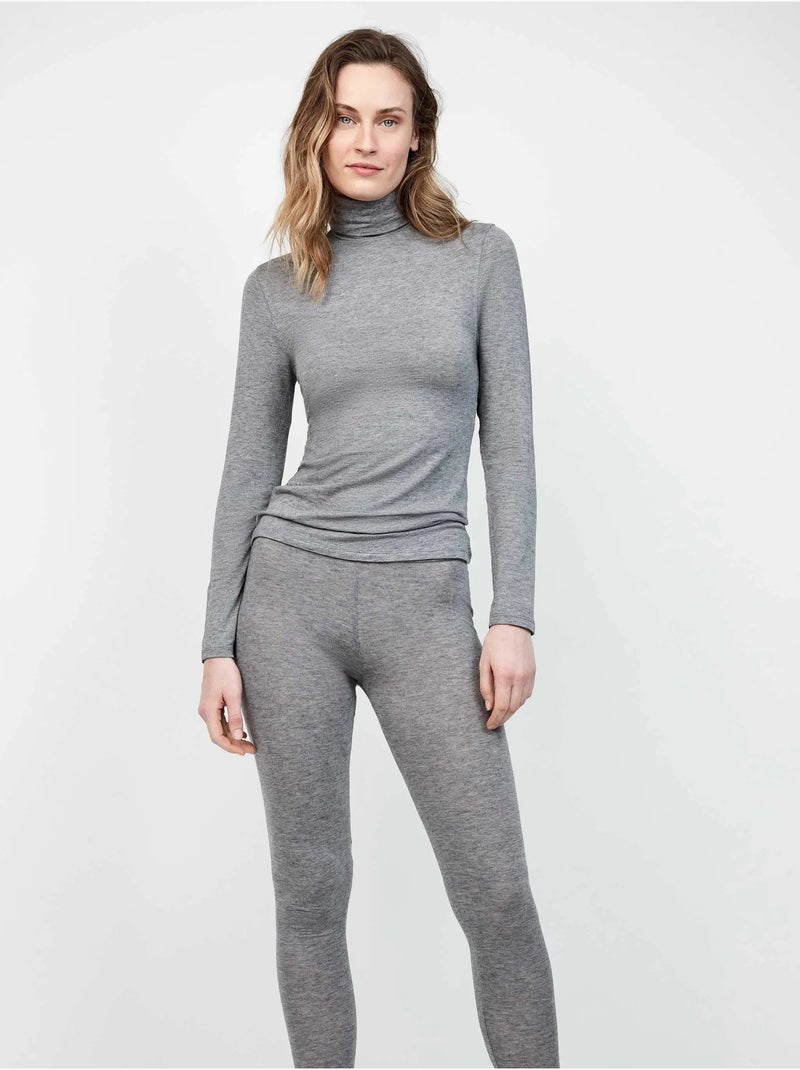 Maglietta termica leggera a collo alto e manica lunga Grigio - Kiabi