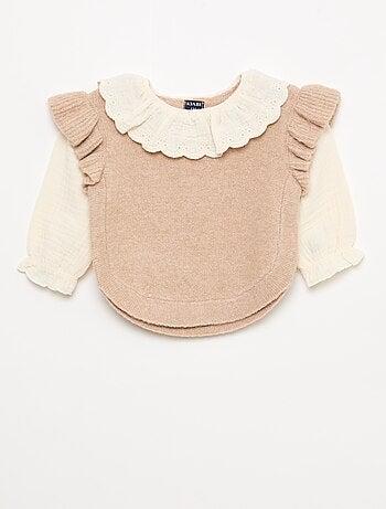 Maglione 2 in 1 con colletto in pizzo inglese