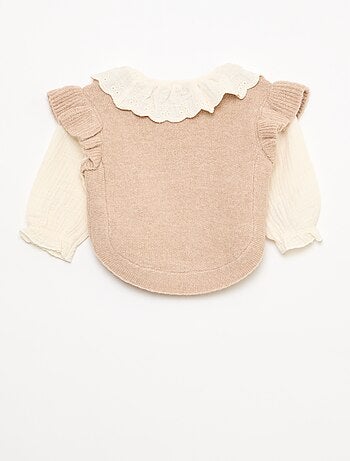 Maglione 2 in 1 con colletto in pizzo inglese