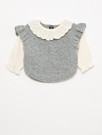 Maglione 2 in 1 con colletto in pizzo inglese