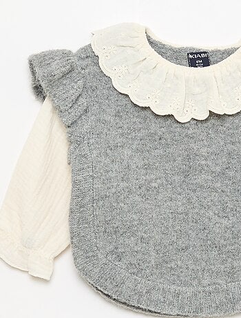 Maglione 2 in 1 con colletto in pizzo inglese