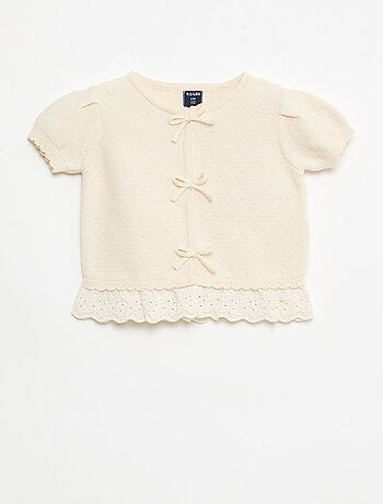 Maglioncino a maniche corte con fiocchi decorativi