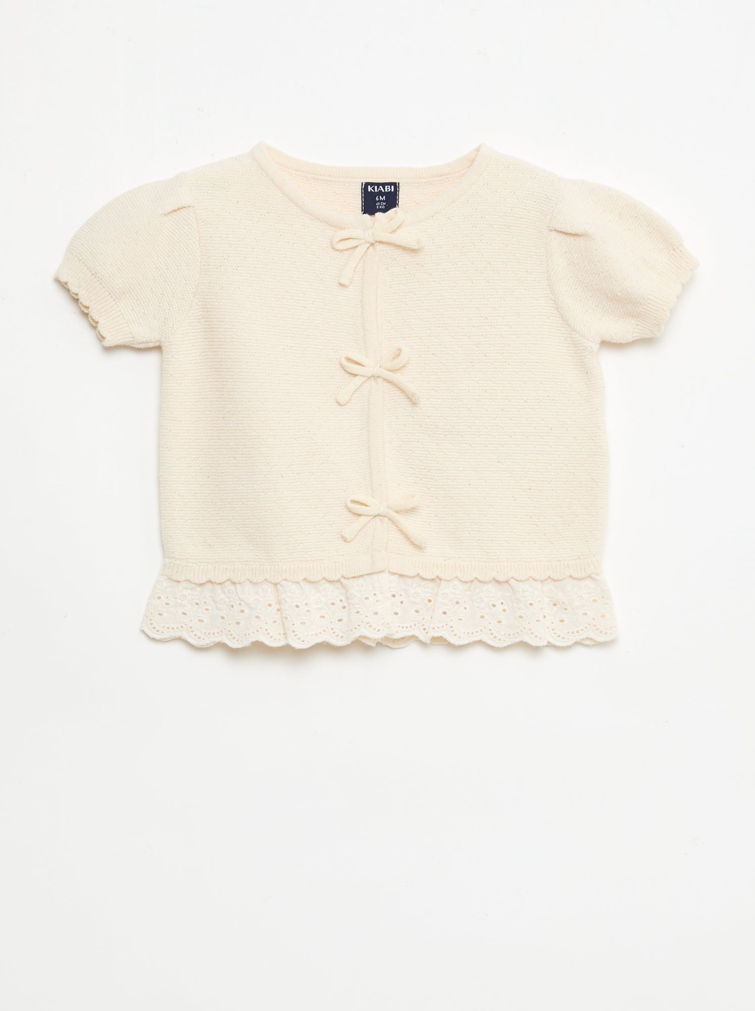 Maglioncino a maniche corte con fiocchi decorativi