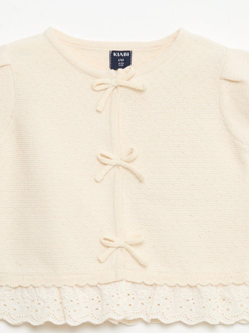 Maglioncino a maniche corte con fiocchi decorativi - Kiabi