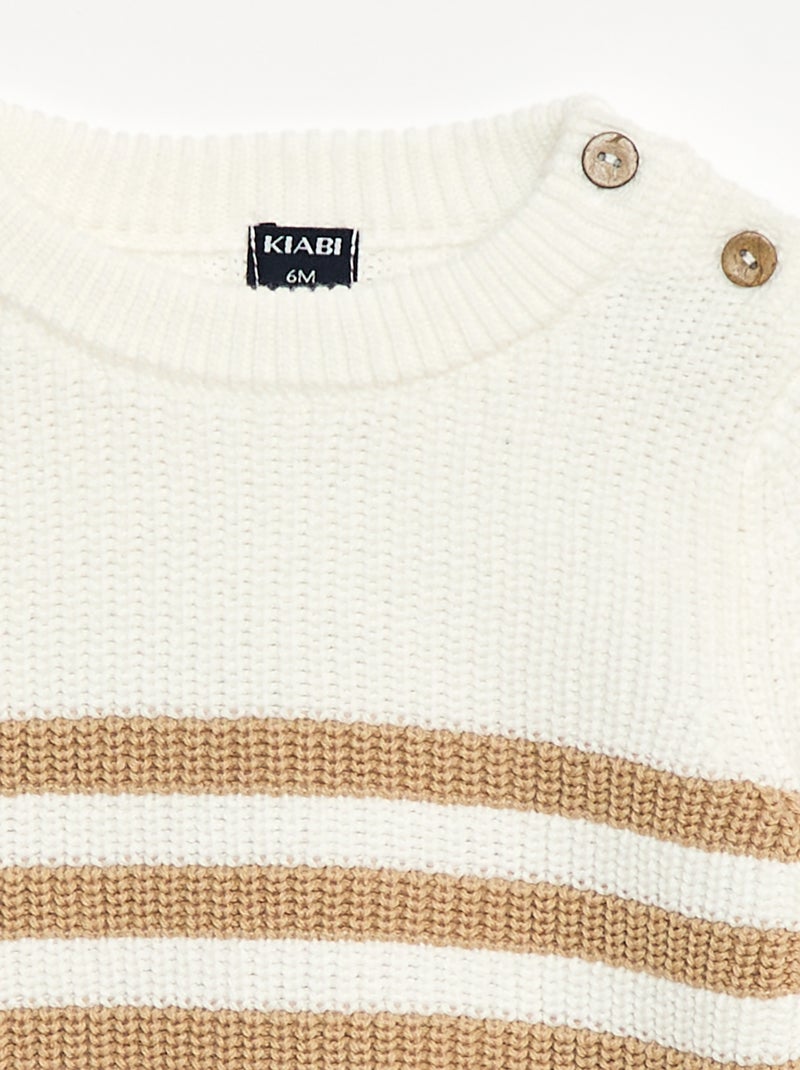 Maglioncino a righe in cotone Beige - Kiabi