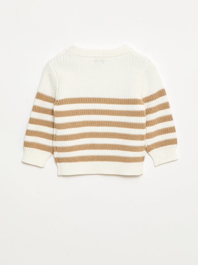 Maglioncino a righe in cotone Beige - Kiabi
