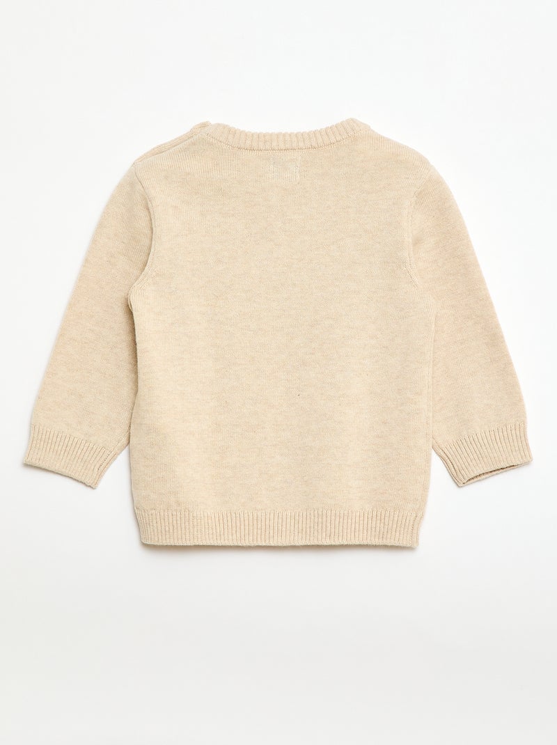 Maglioncino a trama fine con scollo abbottonato Beige - Kiabi