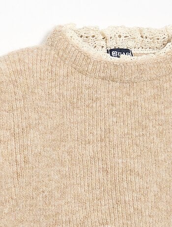 Maglioncino con fiocchi e maniche in voile di cotone