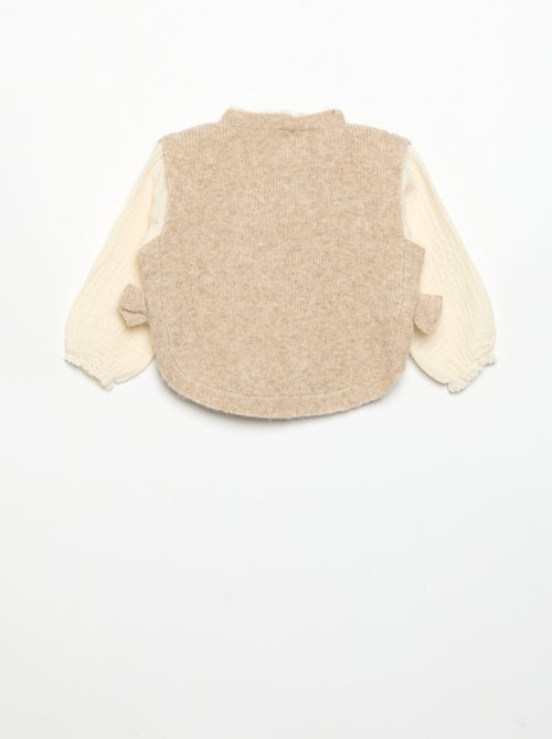 Maglioncino con fiocchi e maniche in voile di cotone - Kiabi