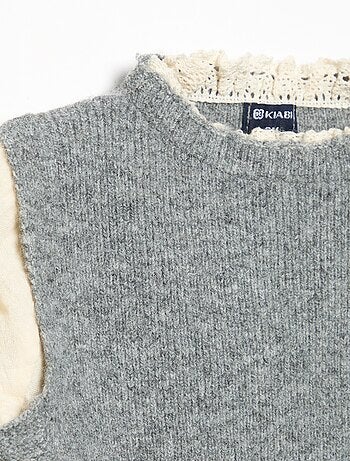 Maglioncino con fiocchi e maniche in voile di cotone