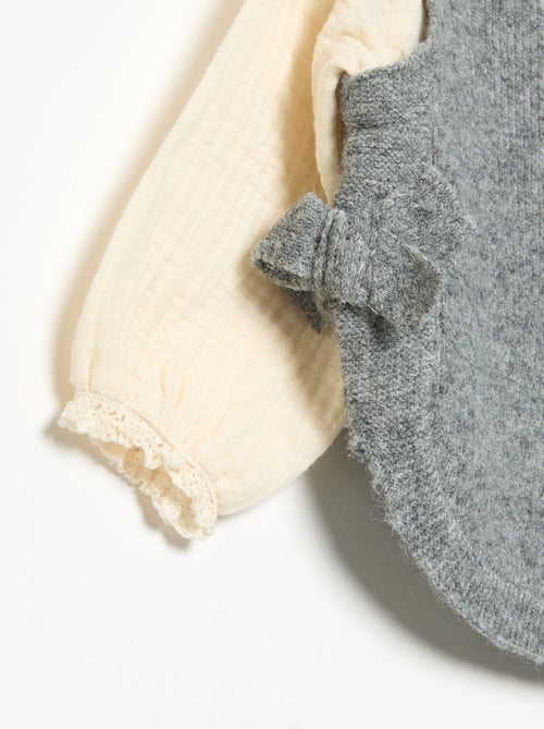 Maglioncino con fiocchi e maniche in voile di cotone - Kiabi