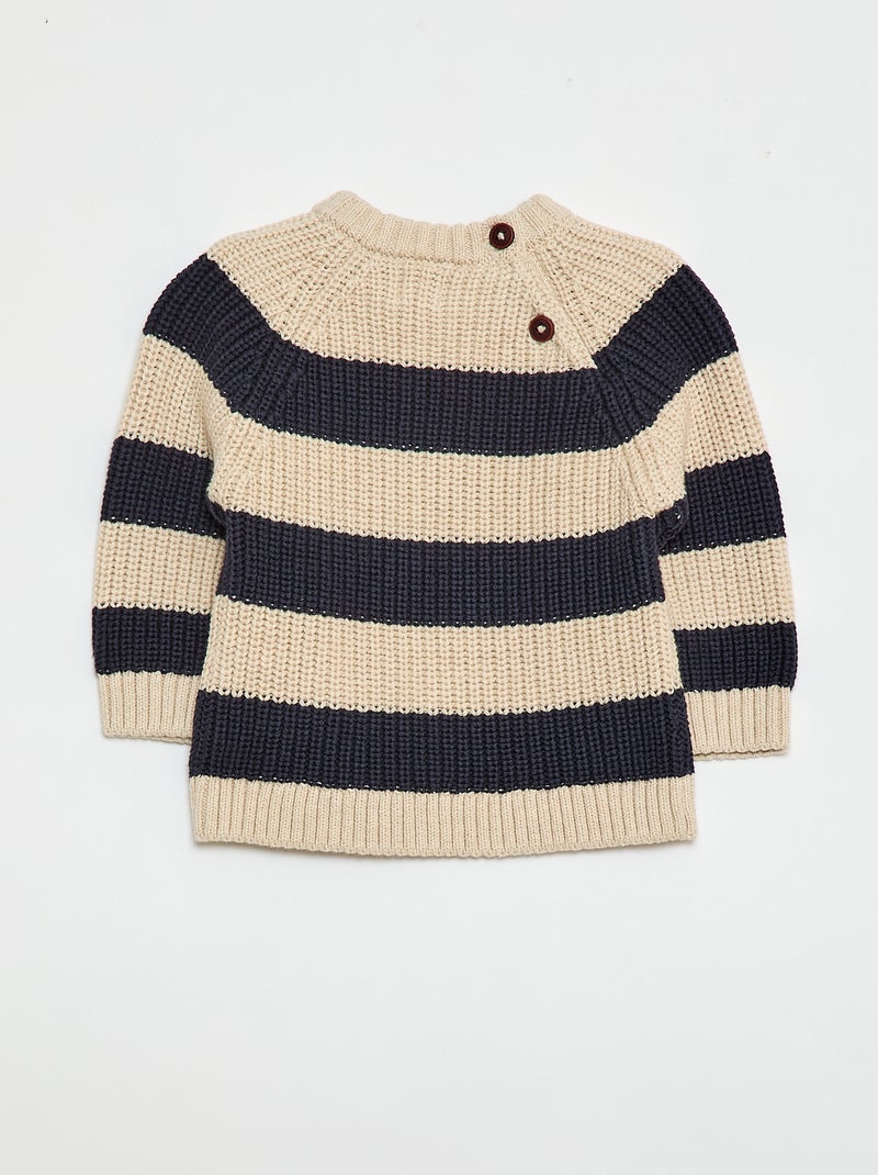 Maglioncino in cotone a maglia perlata Beige - Kiabi