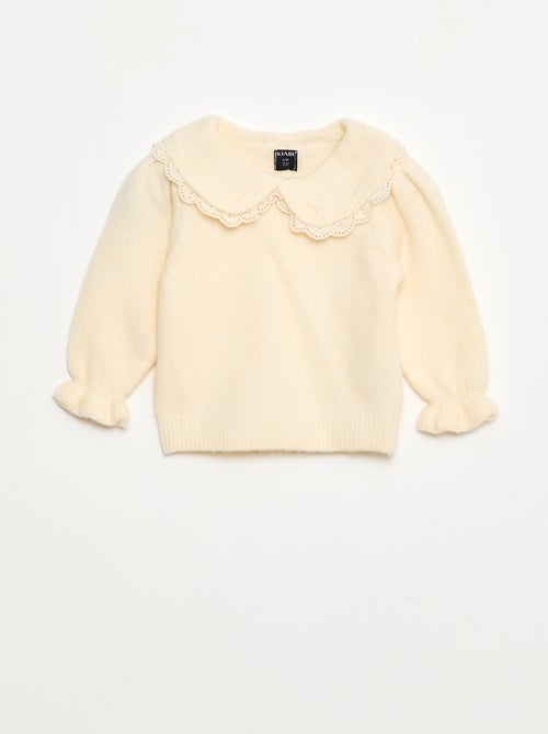 Maglioncino in maglia soffice con colletto ricamato - Kiabi