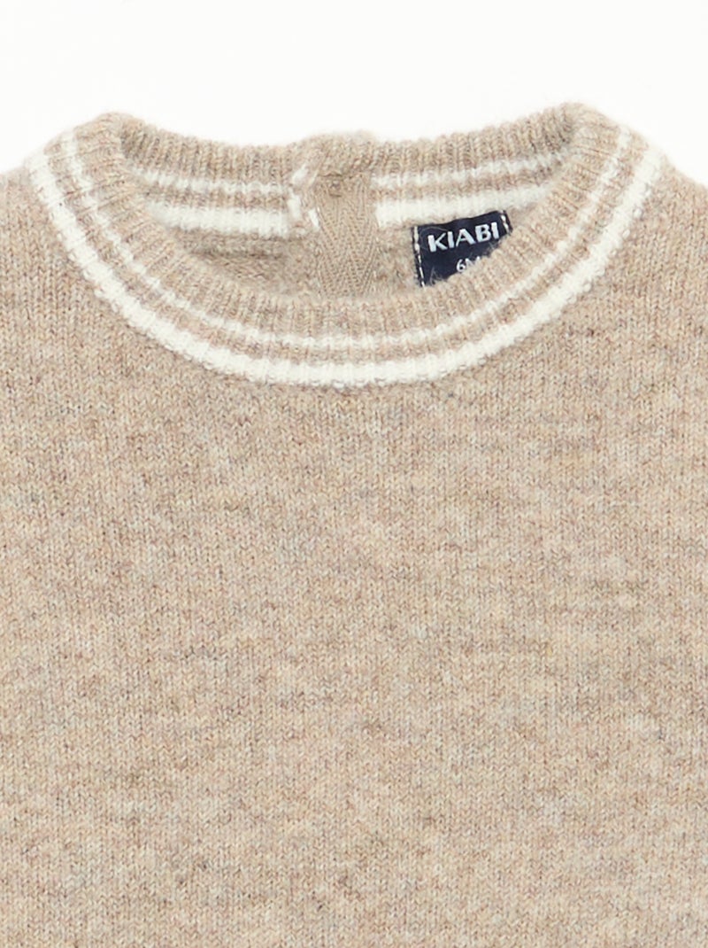 Maglioncino tinta unita con bordi a contrasto Beige - Kiabi