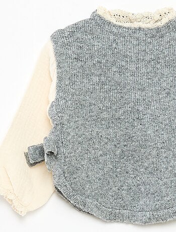 Maglione 2 in 1 con blusa in garza di cotone
