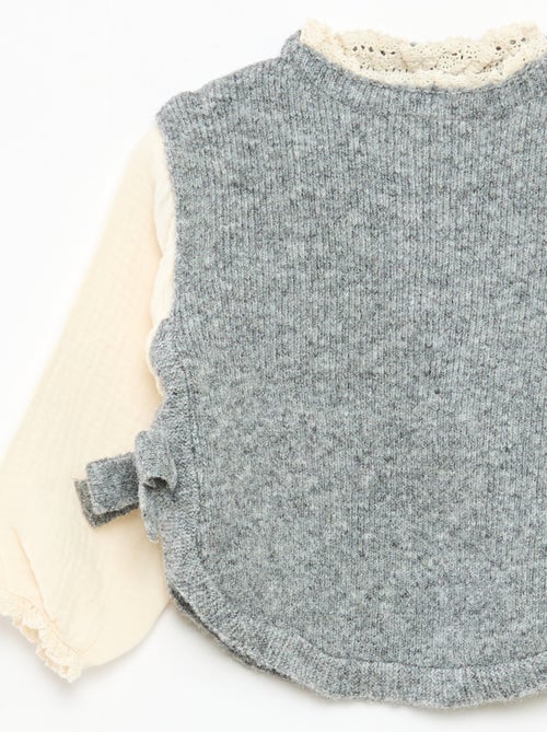 Maglione 2 in 1 con blusa in garza di cotone - Kiabi