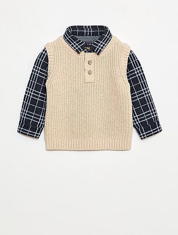 Maglione 2 in 1 con camicia a quadri