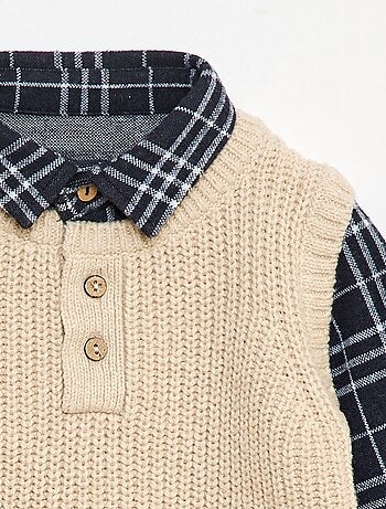 Maglione 2 in 1 con camicia a quadri