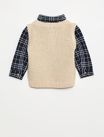 Maglione 2 in 1 con camicia a quadri
