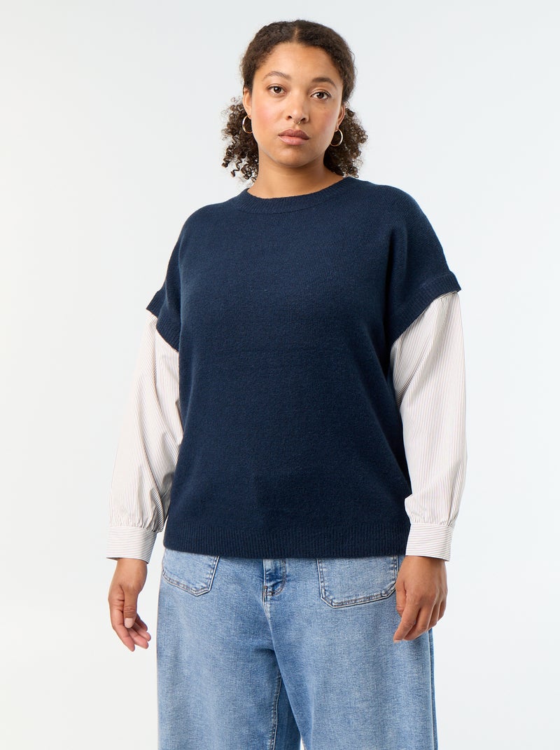 Maglione 2-in-1 con camicia Blu - Kiabi
