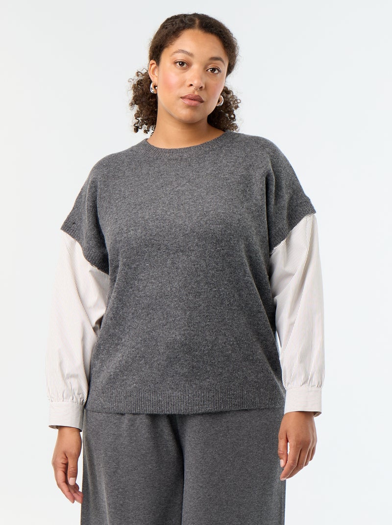 Maglione 2-in-1 con camicia Grigio - Kiabi