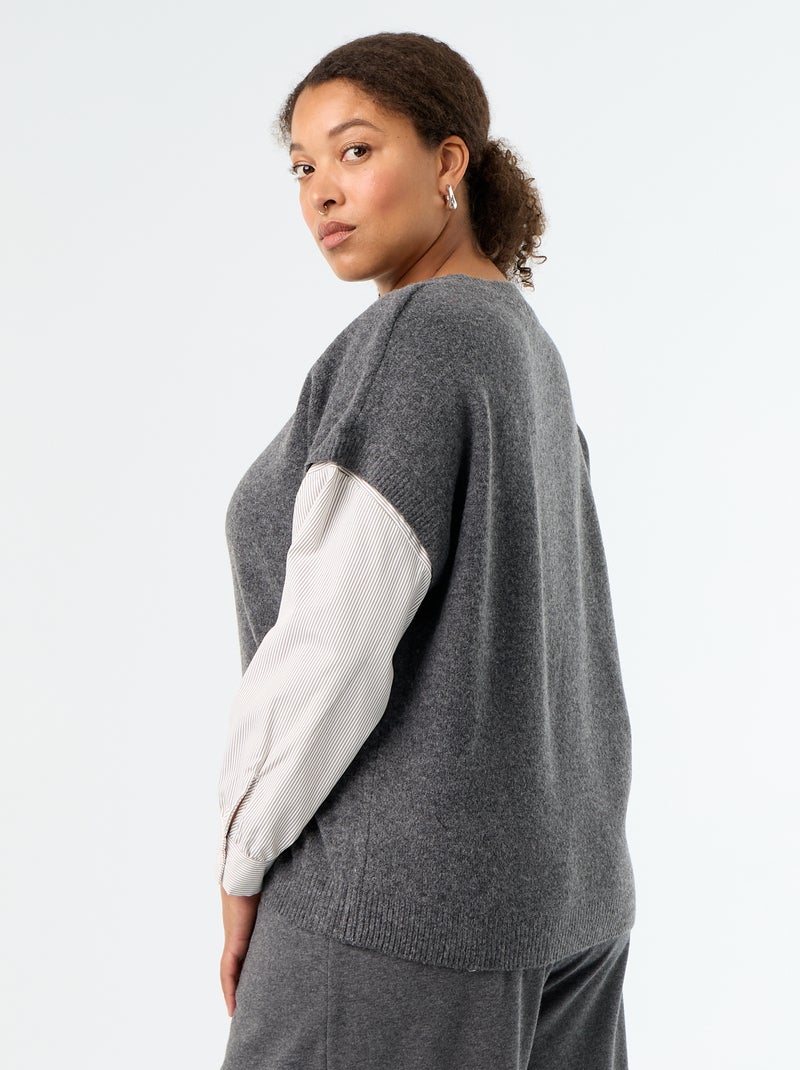 Maglione 2-in-1 con camicia Grigio - Kiabi