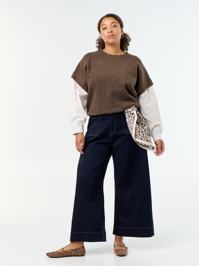 Maglione 2-in-1 con camicia Marrone - Kiabi