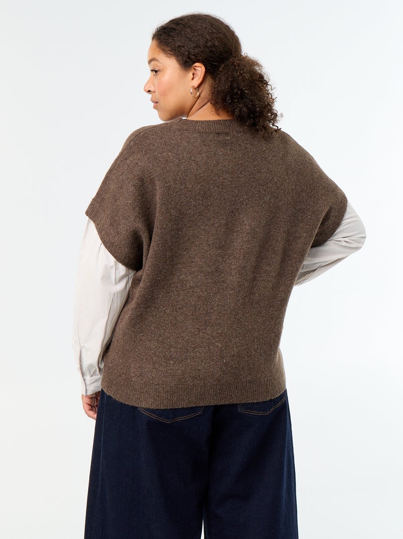 Maglione 2-in-1 con camicia Marrone - Kiabi