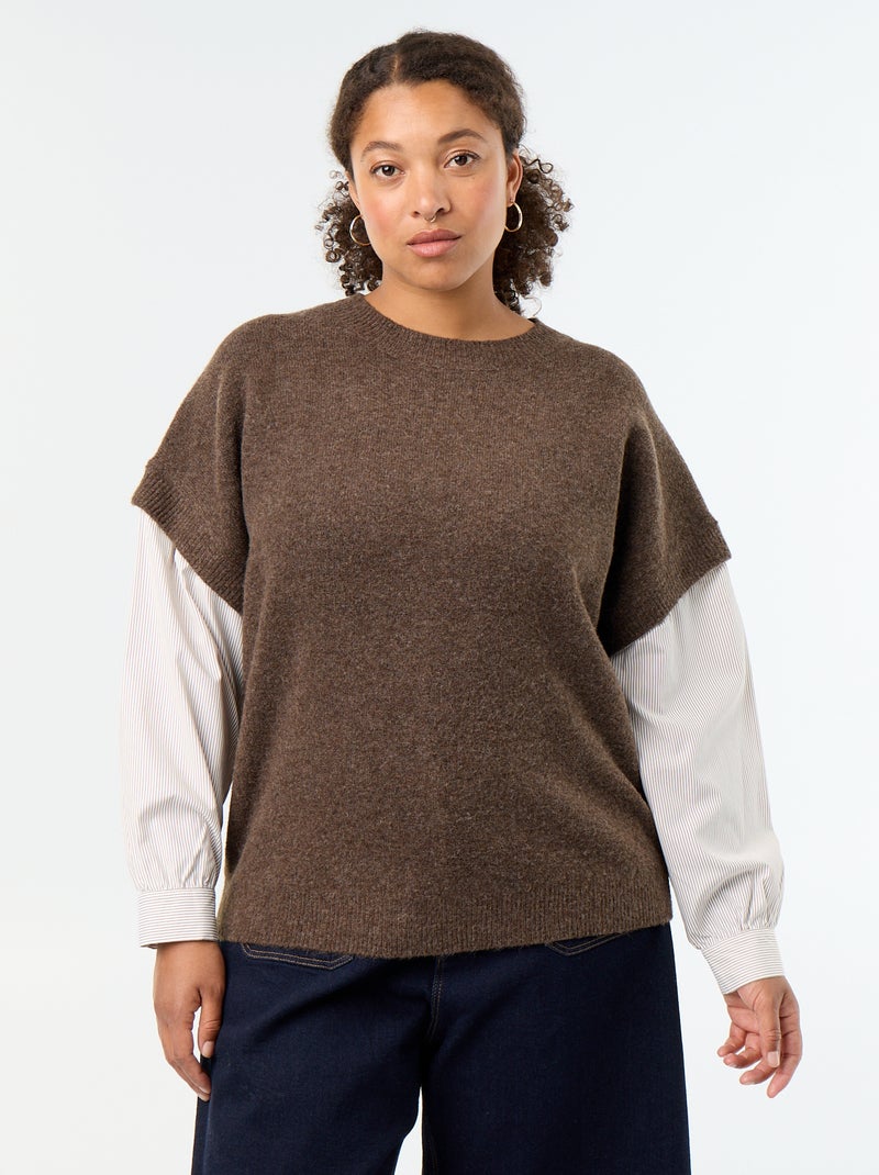 Maglione 2-in-1 con camicia Marrone - Kiabi