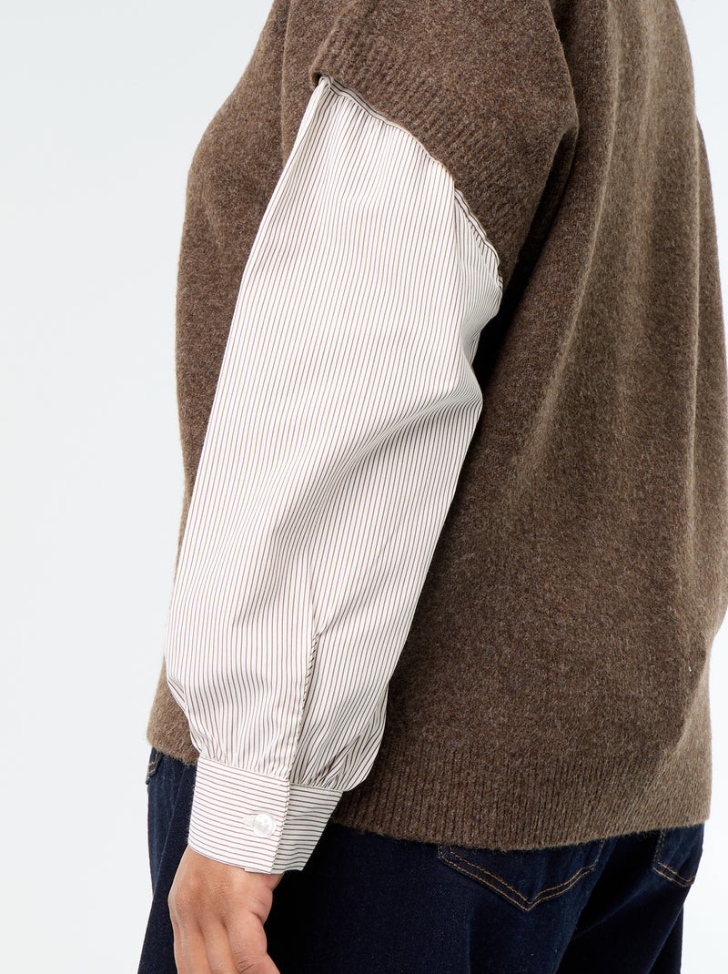 Maglione 2-in-1 con camicia Marrone - Kiabi
