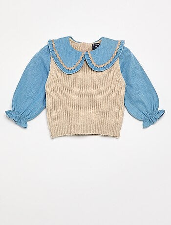 Maglione 2 in 1 con colletto Claudine