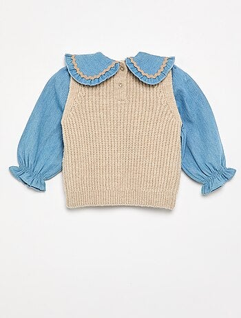 Maglione 2 in 1 con colletto Claudine