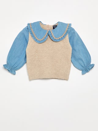 Maglione 2 in 1 con colletto Claudine