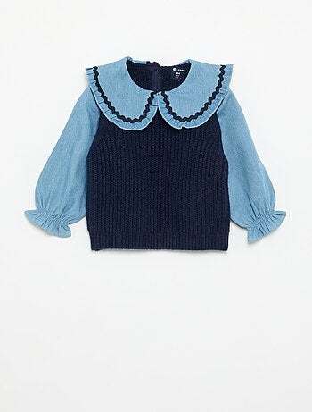 Maglione 2 in 1 con colletto Claudine