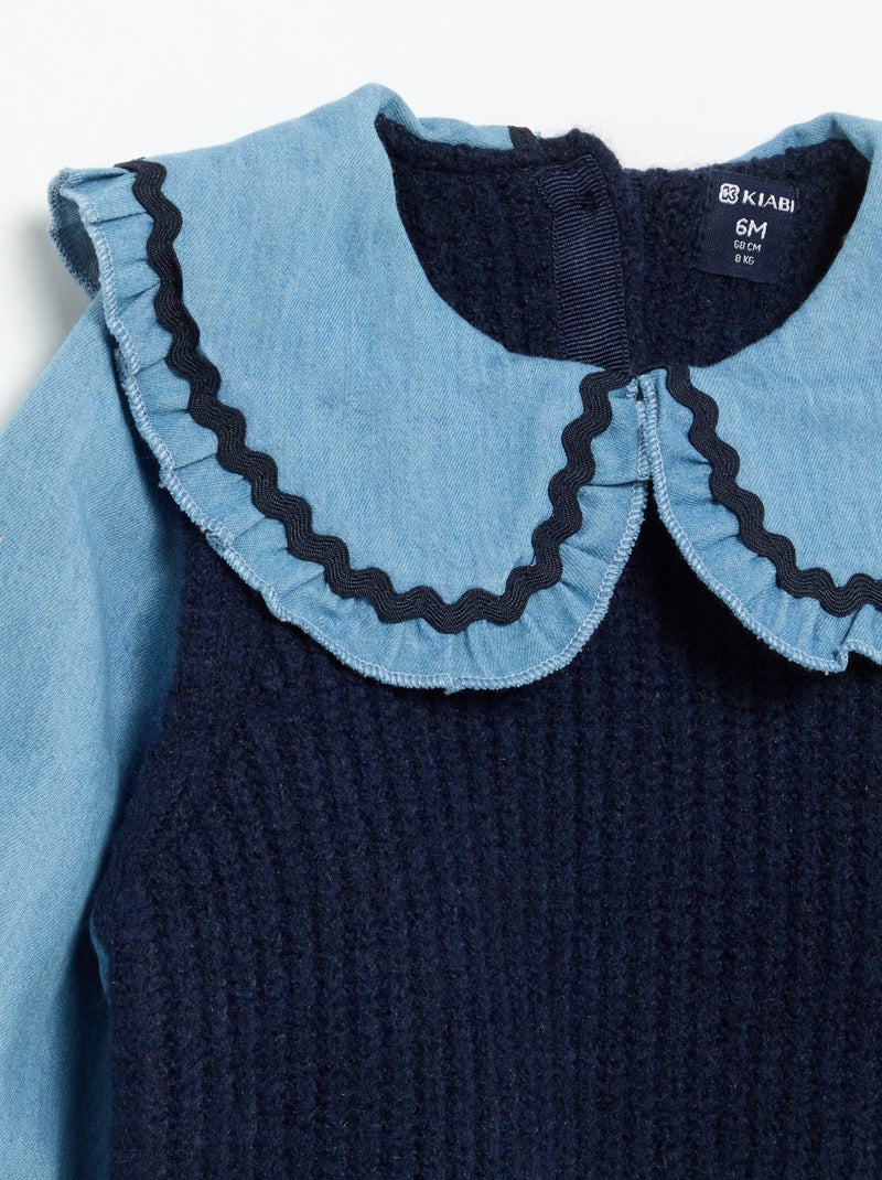 Maglione 2 in 1 con colletto Claudine Blu - Kiabi