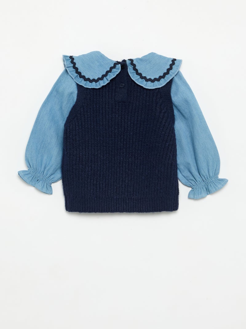 Maglione 2 in 1 con colletto Claudine Blu - Kiabi