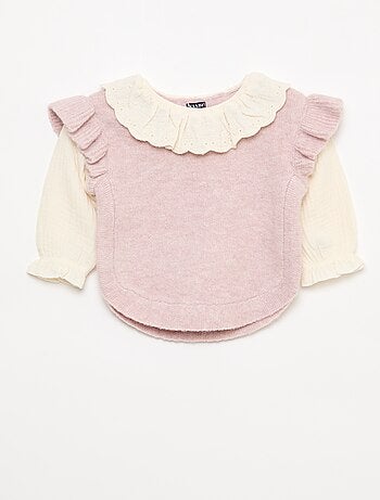 Maglione 2 in 1 con colletto in pizzo inglese