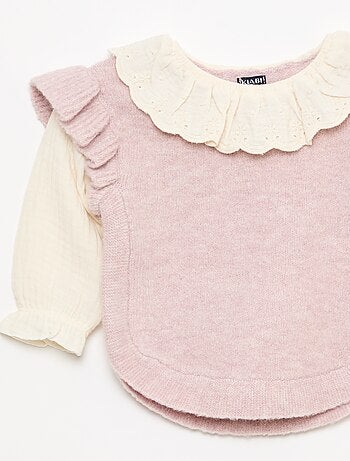 Maglione 2 in 1 con colletto in pizzo inglese