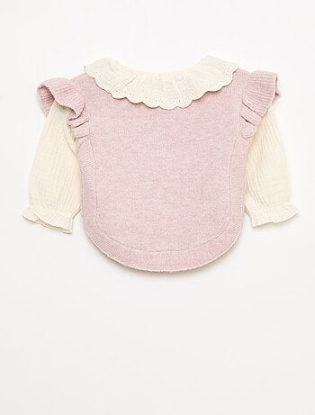 Maglione 2 in 1 con colletto in pizzo inglese