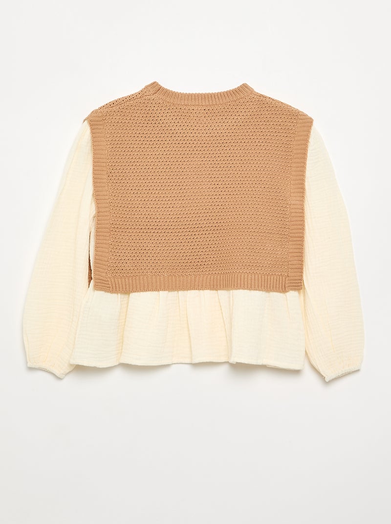 Maglione 2 in 1 effetto blusa Beige - Kiabi