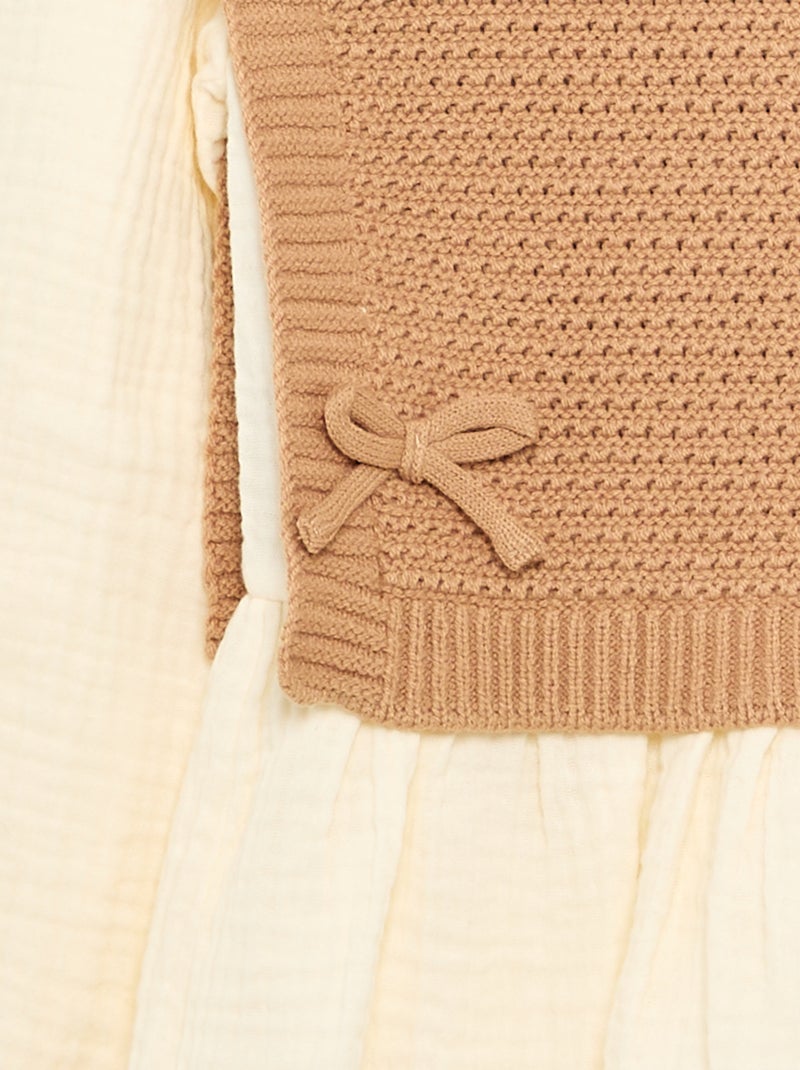 Maglione 2 in 1 effetto blusa Beige - Kiabi